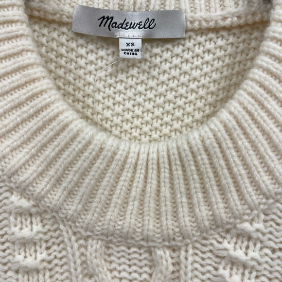 Madewell Hollydene Ruffle-Shoulder Pullover Sweater in Ivory Sz XS NWT - Picture 4 of 6